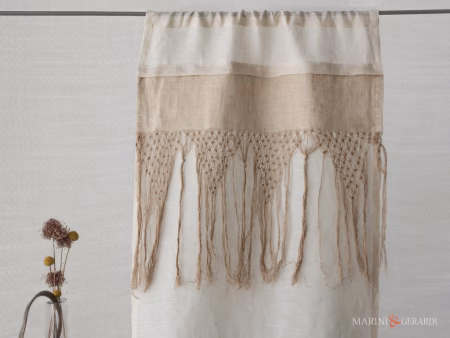 Tende da vetro moderne in lino ricamate