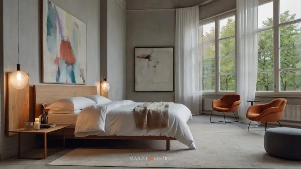 Tende da vetro moderne raffinate in camera da letto