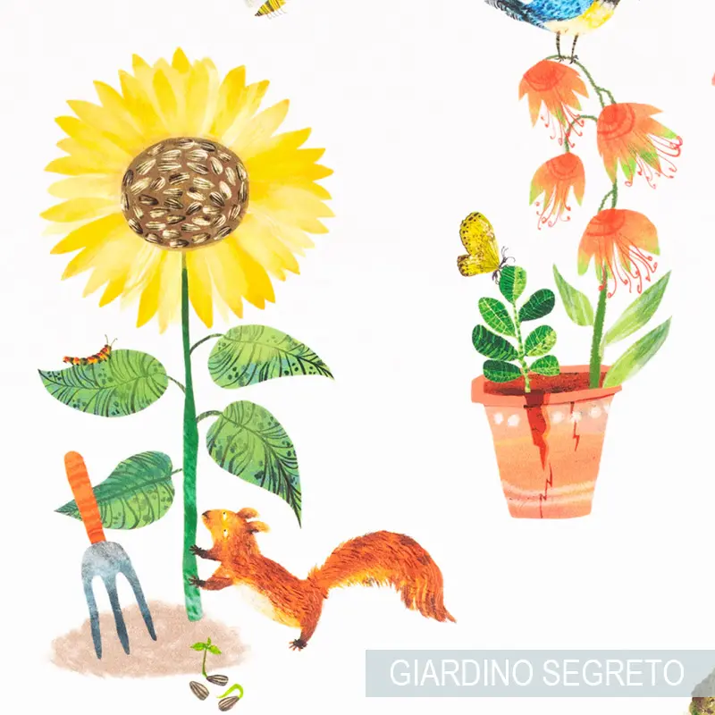 Tessuti tenda camera bambina girasoli scloiattoli