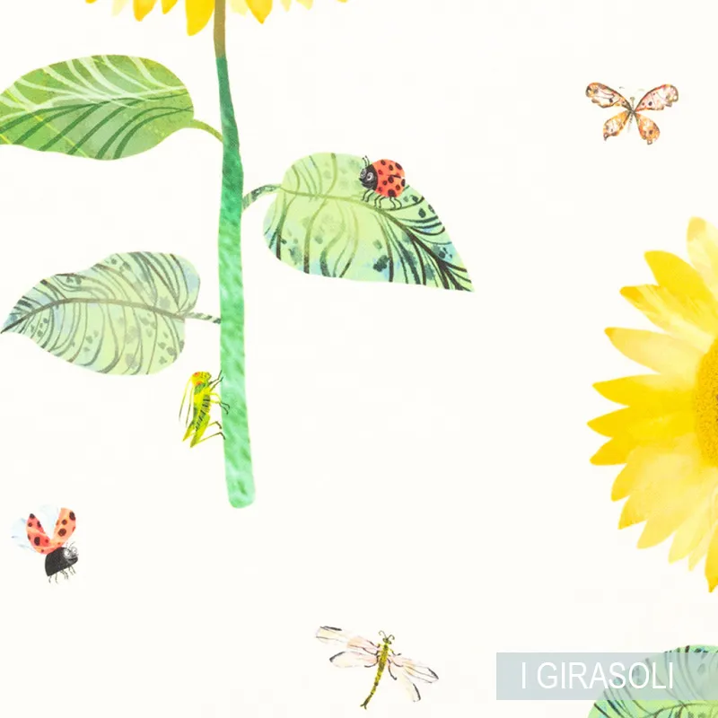 Tessuti tenda per cameretta bimba insetti girasoli