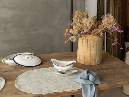 Runner tavola eleganti ovali in jacquard misto lino