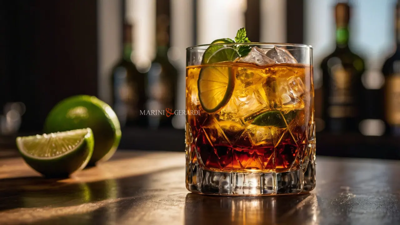 Dark'n'stormy cocktail dark gosling's black seal rum lime