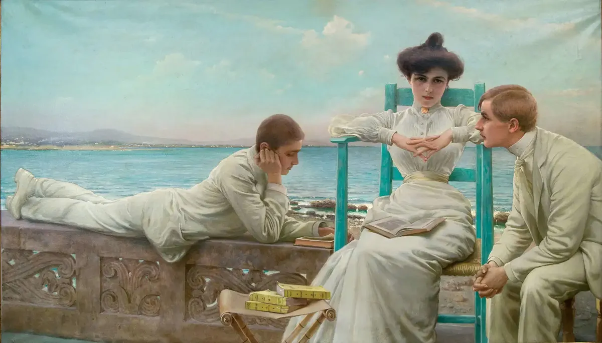 Vittorio matteo corcos in lettura sul mare 1910