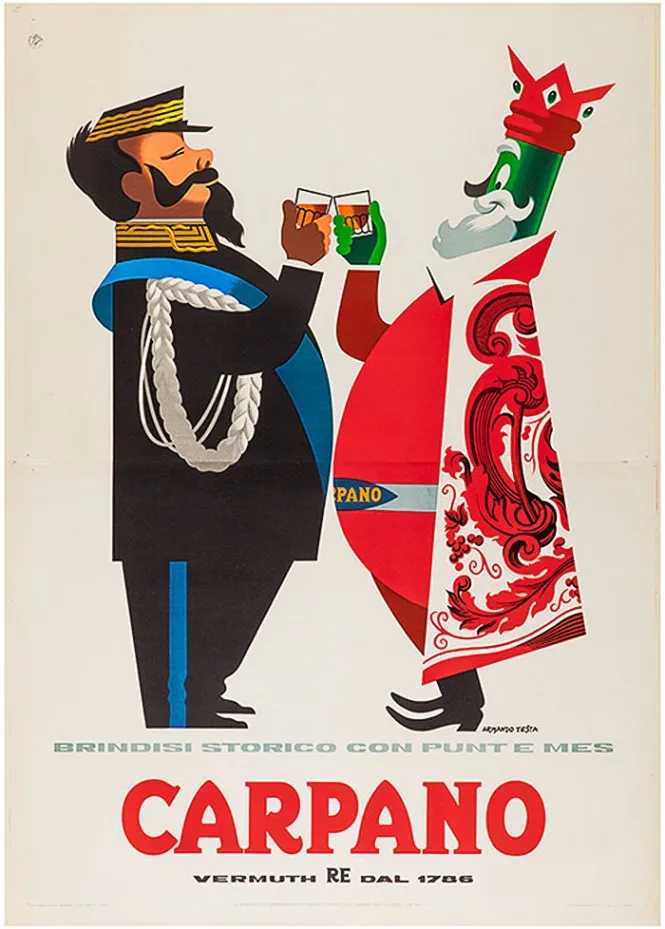 1949 armando testa carpano vermuth punt e mes 1956