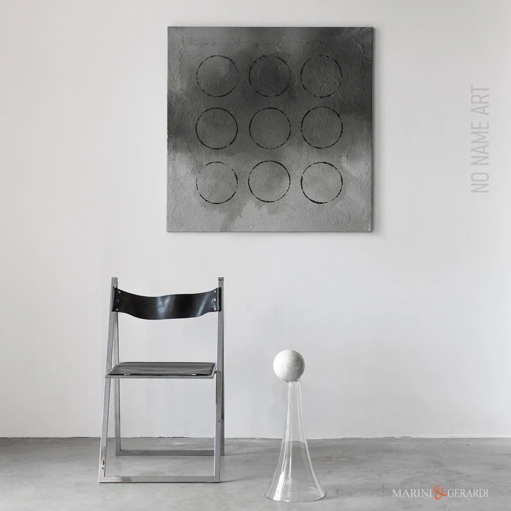 Metafisico m326 100×100 no name art quadri su tela astratti sedia metallica moderna