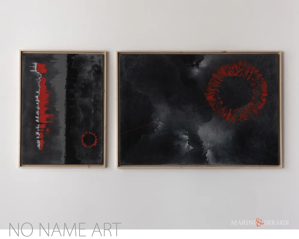 Coppia quadri astratti materici arredo dark 70x50 e 100x70