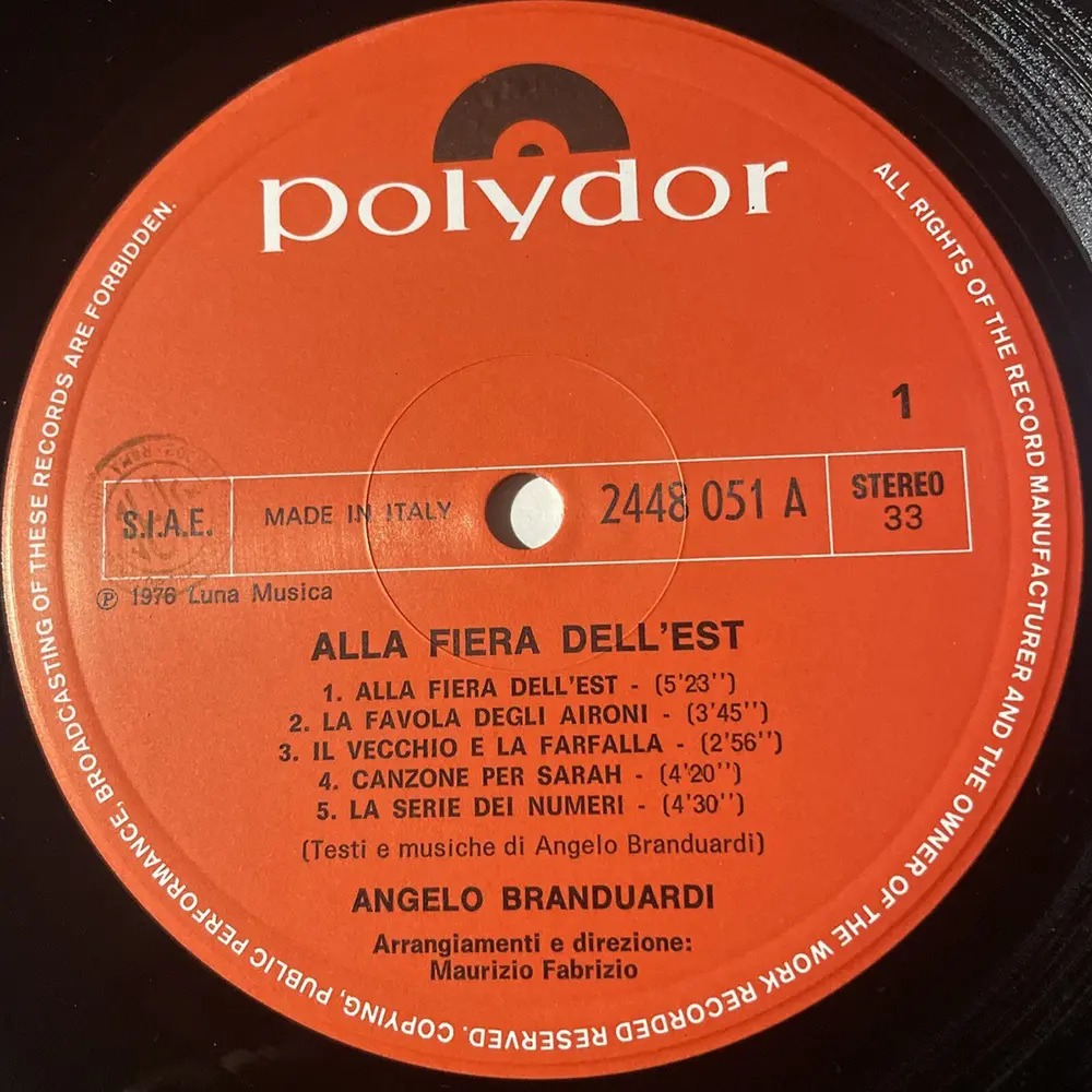 Alla fiera dell'est angelo branduardi 33 giri