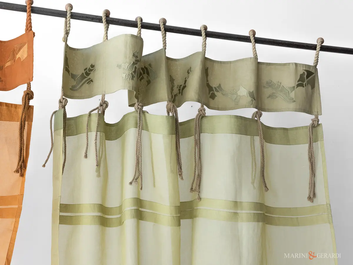 Tende per casa moderne organza di cotone mantovana con ricamo