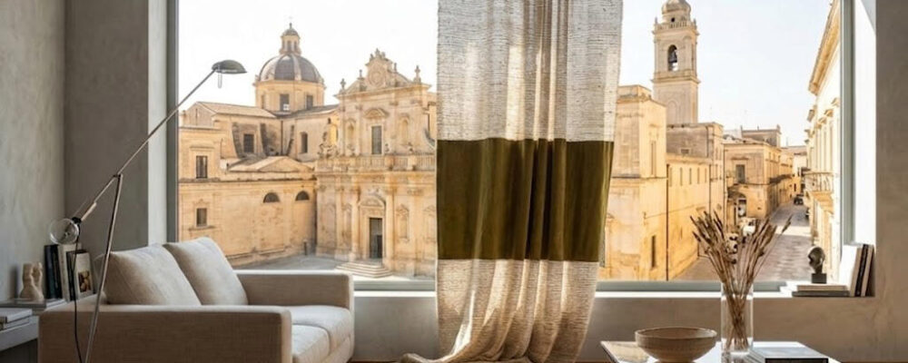 Tende moderne in lino su misura sartoria italiana lecce citta