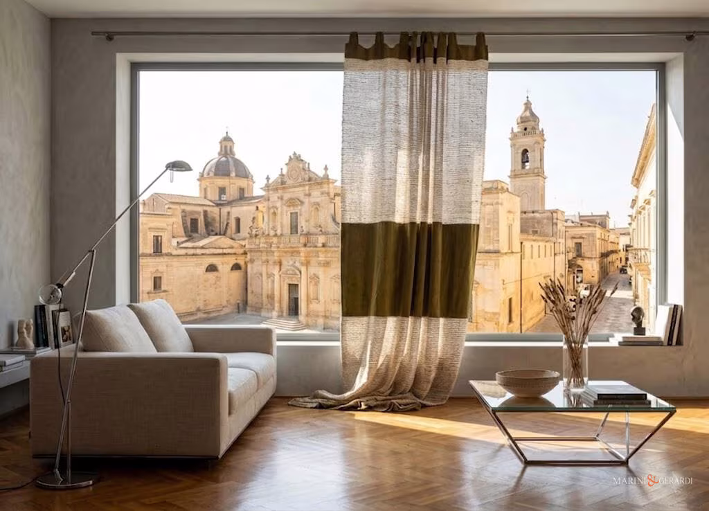Tende moderne in lino su misura sartoria italiana lecce citta